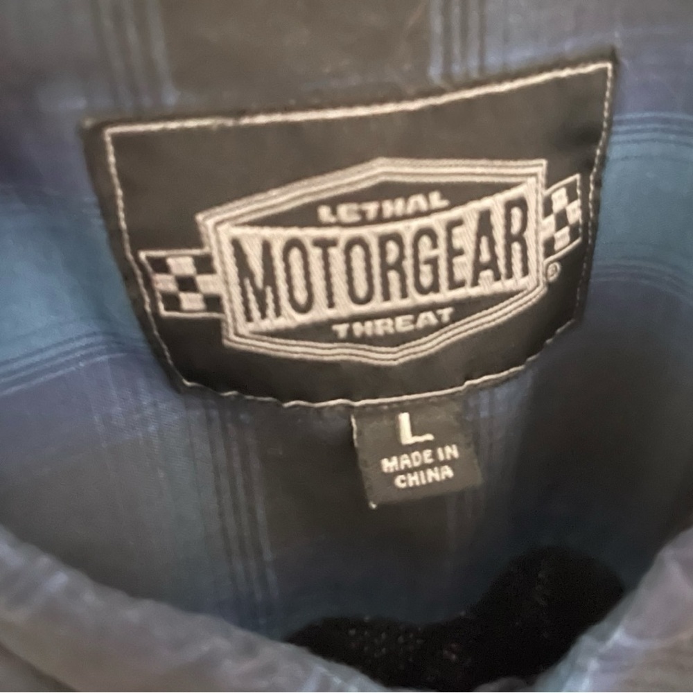 Lethal Threat Motorgear Death Row Button Black Blue Shirt Size Large - Picture 6 of 16